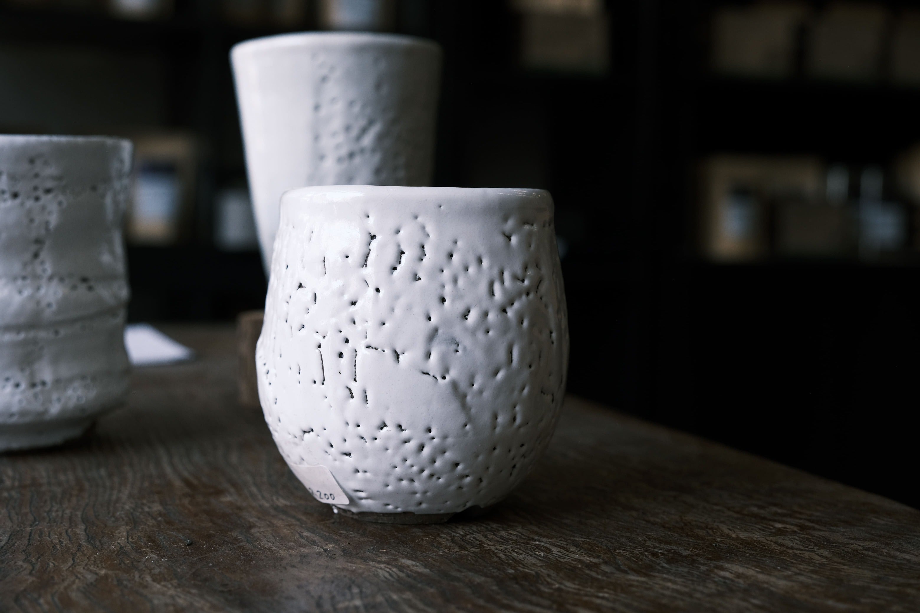 Japanese Hagi-yaki texture White Tea Cup | Hagi Glaze (萩焼)