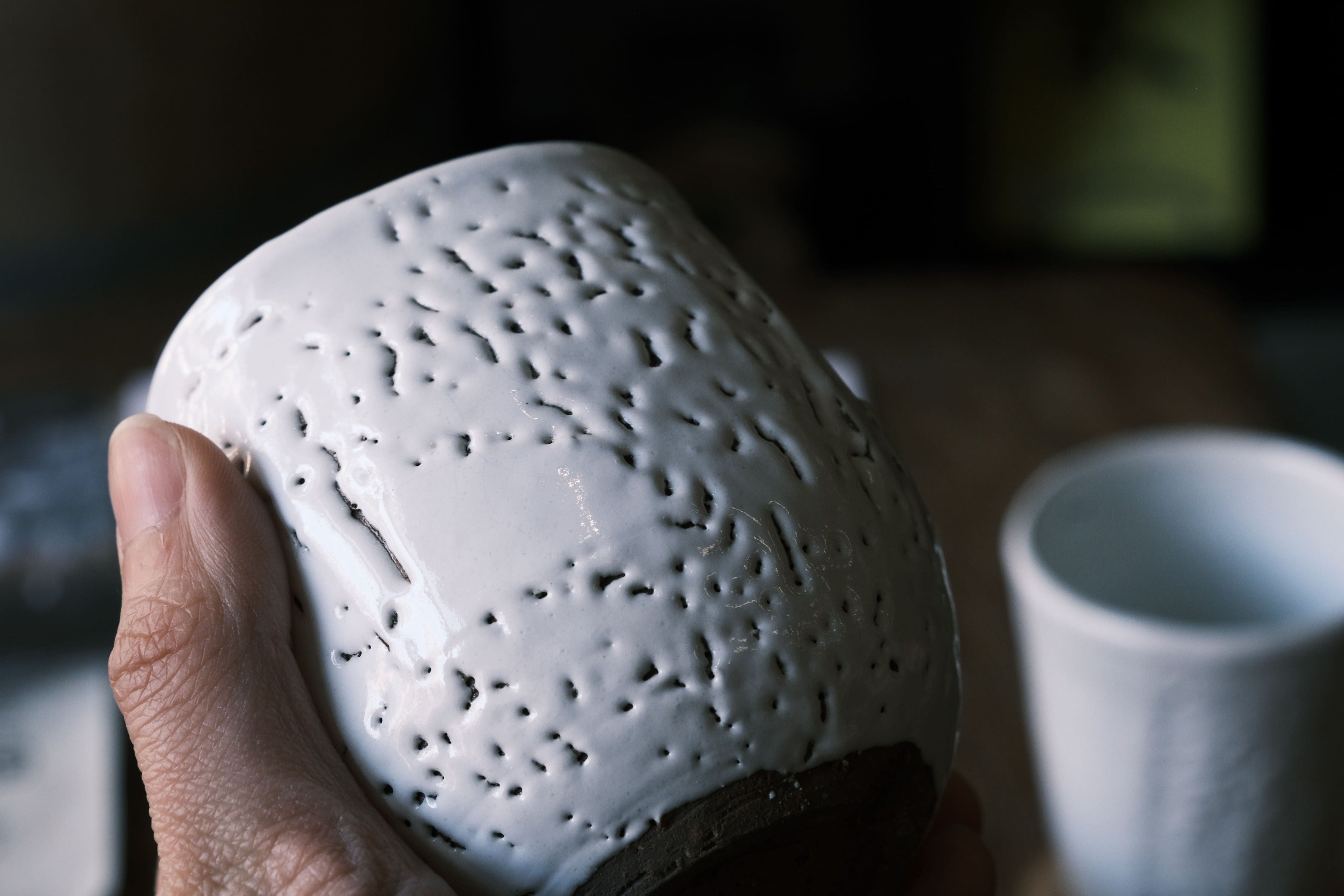 Japanese Hagi-yaki texture White Tea Cup | Hagi Glaze (萩焼)