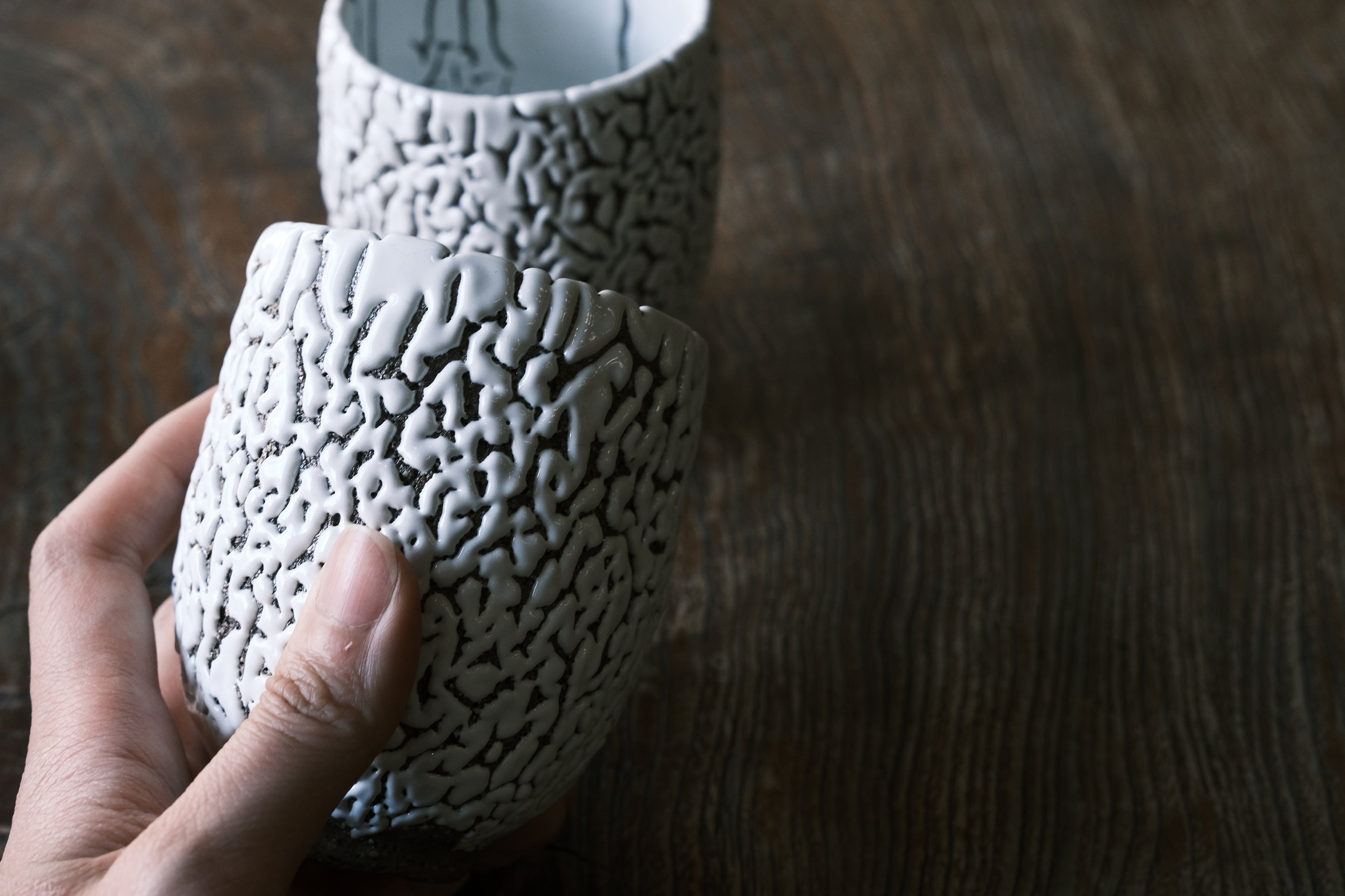 Japanese Hagi-yaki texture White Tea Cup | Hagi Glaze (萩焼)