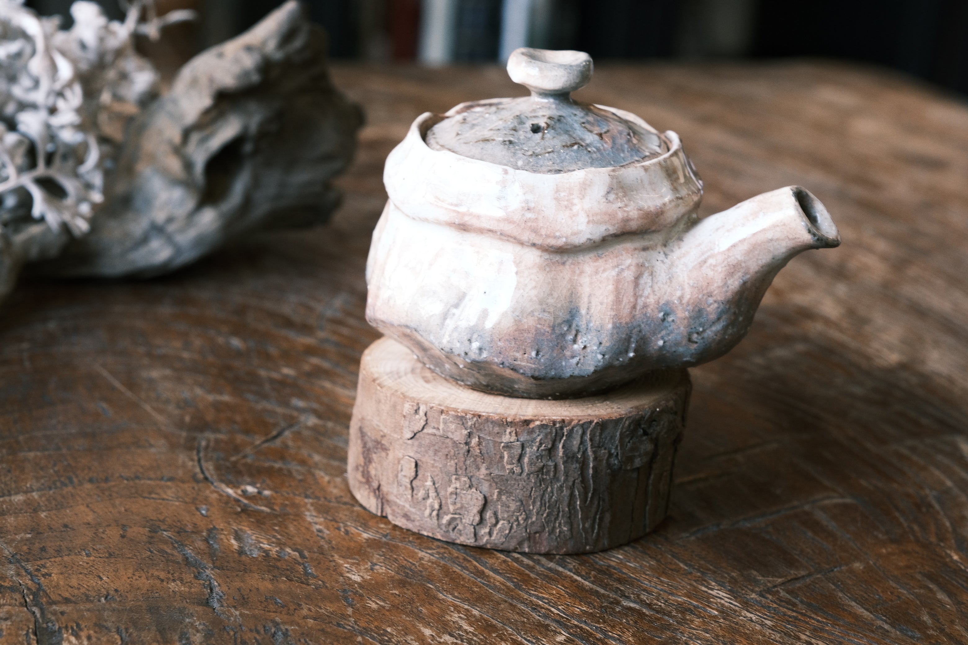 Japanese Hagi-yaki Houhin No Handle Tea pot | Hagi Glaze (萩焼)