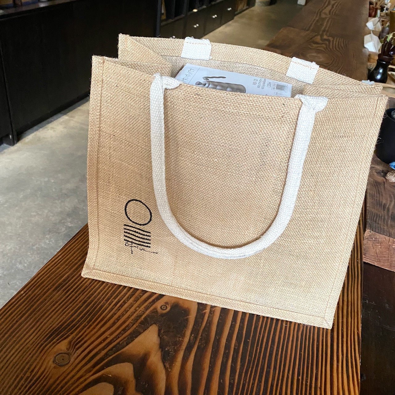 Embroidered Jute TOTE BAG - O-FIVE RARE TEA BAR