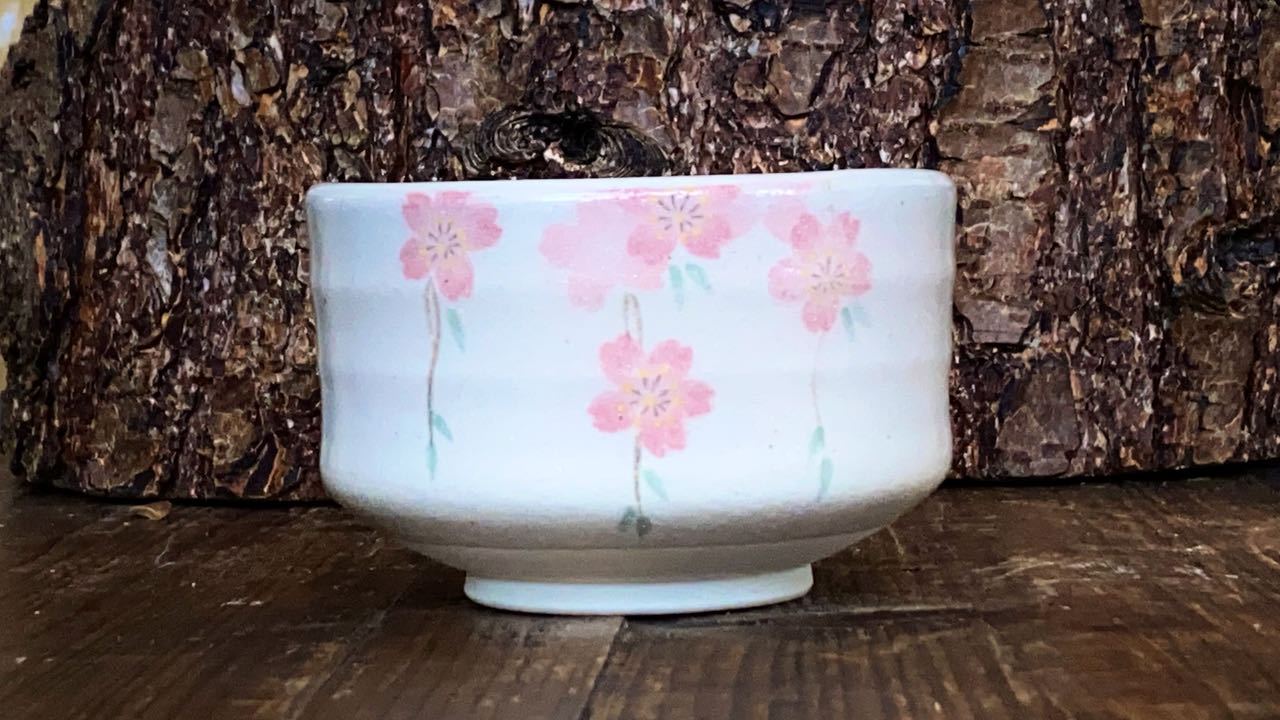 MINOYAKI CHAWAN | White + Sakura - O-FIVE RARE TEA BAR
